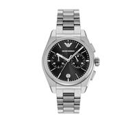 Emporio Armani Reloj Análogico-Digital para Hombre de Automático con Correa en Poliéster AR11560, Tono Plata y Gris Oscuro