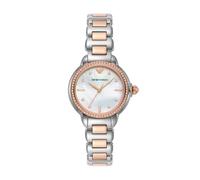 Emporio Armani Reloj Análogico-Digital para Hombres de Automático con Correa en Poliéster AR11569, Tono Oro Rosa y Tono Plata
