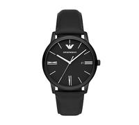 Emporio Armani Reloj analógico para hombre con esfera blanca, negro, Moderno