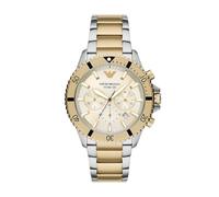 Emporio Armani Reloj Analógico para para Hombre de Cuarzo con Correa en Acero Inoxidable AR11606, Tono Dorado y Plateado