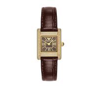Emporio Armani Reloj de cuero marrón de dos manecillas para mujer (modelo: AR11705)