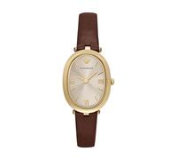 Emporio Armani Reloj de cuero marrón de dos manecillas para mujer (modelo: AR11708)