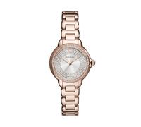 Emporio Armani Reloj de mujer con correa de acero inoxidable o piel; reloj de vestir para mujer, Esfera de oro rosa brillante, 32 mm, Mia
