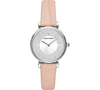 Emporio Armani Reloj de mujer Movimiento de cuarzo/2 agujas Caja de 32 mm con correa de piel AR11543, Rosa claro y purpurina