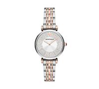 Emporio Armani Reloj de mujer, Movimiento de dos manecillas, 32MM 2T Caja de acero plateado/rosa con correa de acero, AR11537, Purpurina tono oro rosa y tono plata