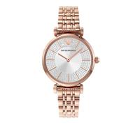 Emporio Armani Reloj de mujer, movimiento de dos manecillas, caja de acero inoxidable color oro rosa de 32 mm con correa de acero inoxidable, AR11446, Tono oro rosa y purpurina