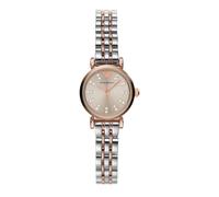 Emporio Armani Reloj de mujer, Movimiento de dos manecillas, caja de acero inoxidable de 22 mm de color oro rosa con correa de acero, AR1841, Tono plateado y tono oro rosa