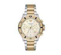 Emporio Armani Reloj Deportivo para Hombre Inspirado en el Buceo con Correa de Acero Inoxidable, cerámica o Silicona, Dos Tonos, Moderno