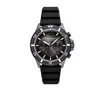 Emporio Armani Reloj Hombre, Movimiento cronógrafo, 43MM Caja de acero Gunmetal con correa de silicona, AR11515, Negro y carbón