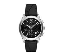 Emporio Armani Reloj Hombre, Movimiento cronógrafo, caja 42MM de acero inoxidable reciclado plateado (al menos 50%) con correa de piel, AR11530