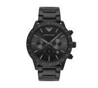 Emporio Armani Reloj Hombre, Movimiento cronógrafo de cuarzo, 43mm Caja de acero negro con correa de acero, AR11242, Grafito