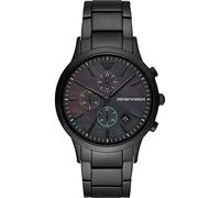 Emporio Armani Reloj Hombre, Movimiento cronógrafo de cuarzo, 43mm Caja de acero negro con correa de acero, AR11275, Carbón