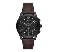 Emporio Armani Reloj Hombre Movimiento de cuarzo/crono Caja de 42 mm con correa de piel AR11549, Marrón oscuro y negro
