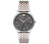 Emporio Armani Reloj Hombre, Movimiento de Tres manecillas con Fecha, Caja de 41mm de Acero Inoxidable Plateado con Correa de Piel, AR1692,