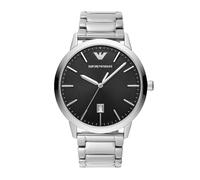 Emporio Armani Reloj Hombre, Movimiento de tres manecillas con fecha, caja de 43mm de acero inoxidable plateado con correa de acero inoxidable, AR11310, Tono plata y carbón
