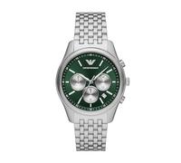Emporio Armani Reloj para hombre de acero inoxidable con cronógrafo, AR11581, Tono plata y verde oscuro