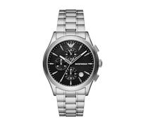 Emporio Armani Reloj para hombre de acero inoxidable con cronógrafo, AR11602, Tono plateado y negro