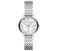 Emporio Armani Reloj de señora, movimiento de dos agujas, caja de acero inoxidable de 32 mm con correa de acero inoxidable, AR11112, Tono plata y gris