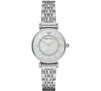 Emporio Armani Reloj para mujer, 32mm movimiento de cuarzo a dos agujas con correa de acero en tono plateado, Tono plata y gris perla