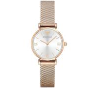 Emporio Armani Reloj para mujer, Movimiento de dos manecillas, caja de acero inoxidable color oro rosa de 32 mm con correa de acero inoxidable, AR1956, Tono oro rosa y gris