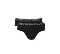 Emporio Armani Ribbed Stretch Cotton 2-Pack Brief Hombre, Multicolor (Black/Black), S