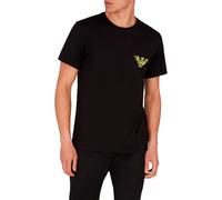 EMPORIO ARMANI Round-Neck T-Shirt Camiseta, Águila Estampada Negra, XL para Hombre