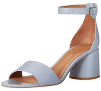 Emporio Armani Sandalias de tacón ancho con correa al tobillo para mujer, Cielo, 38.5 EU