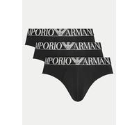 Emporio Armani Shiny Logoband 3-Pack Brief Bragas, Nero/Nero/Nero, M de los Hombres