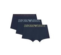 Emporio Armani Shiny Logoband 3-Pack Trunk Bañador, Marine/Marine/Marine, S de los Hombres