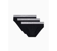 Emporio Armani Shiny Logoband Pack 3-Pack Brief Ropa Interior, Negro, XL para Hombre