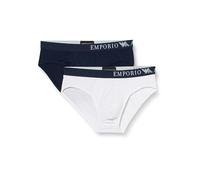 Emporio Armani Soft Touch Bamboo Viscose 2-Pack Brief Bragas, Bianco/Marine, M de los Hombres