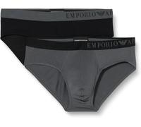 Emporio Armani Soft Touch Bamboo Viscose 2-Pack Brief Bragas, Magnete/Nero, M de los Hombres
