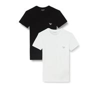 Emporio Armani Soft Touch Bamboo Viscose 2-Pack Crew Neck T-Shirt Hombre, Multicolor (Black/White), XL