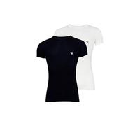 Emporio Armani Soft Touch Bamboo Viscose Crew Neck 2-Pack Camiseta, Blanco/Marine, M Hombres