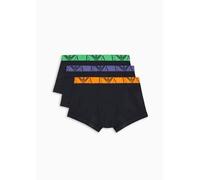 Emporio Armani Stretch Cotton Bold Monogram 3-Pack Trunk Hombre, Multicolor (Marine/Marine/Marine), XL