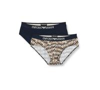 Emporio Armani Stretch Cotton Classic Pattern Mix 2pack Brief Hombre, Multicolor (Chevron Print/Marine), L