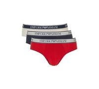Emporio Armani Stretch Cotton Core Logoband 3-Pack Brief Hombre, Multicolor (Nude/Marine/Red), S