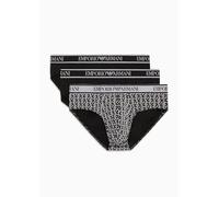 Emporio Armani Stretch Cotton Core Logoband 3-Pack Brief Hombre, Negro (Black/Pr.Black/Black), M