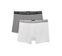 Emporio Armani Stretch Cotton Endurance 2-Pack Midwaist Boxer Hombre, Multicolor (Medium Melange Grey/Black), S
