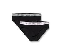 Emporio Armani Stretch Cotton Endurance 2pack Brief Hombre, Multicolor (Black/Black), S
