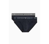 Emporio Armani Stretch Cotton Endurance 2pack Brief Hombre, Multicolor (Marine/Marine), XL