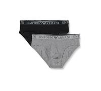 Emporio Armani Stretch Cotton Endurance 2pack Brief Hombre, Multicolor (Medium Melange Grey/Black), M