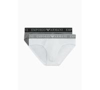 Emporio Armani Stretch Cotton Endurance 2pack Brief Hombre, Multicolor (Medium Melange Grey/White), M