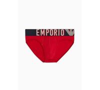 Emporio Armani Stretch Cotton Megalogo Brief Hombre, Rojo (Red), L