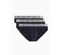 Emporio Armani Stretch Cotton Shiny Logoband 3-Pack Brief Hombre, Multicolor (Marine/Marine/Marine), S