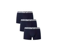 Emporio Armani Stretch Cotton Shiny Logoband 3-Pack Trunk Hombre, Multicolor (Marine/Marine/Marine), S