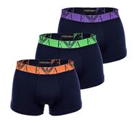Emporio Armani Stretch Cotton Shiny Logoband 3-Pack Trunk Hombre, Multicolor (Marine/Marine/Marine), S