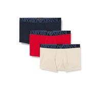 Emporio Armani Stretch Cotton Shiny Logoband 3-Pack Trunk Hombre, Multicolor (Nude/Red/Marine), XL