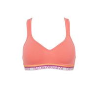 EMPORIO ARMANI Sujetador triangular acolchado con logotipo para mujer, color rosa, talla M, rosa neón, M