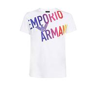 Emporio Armani Swimwear Camiseta con Logotipo de Bold, Blanco Multi Col.obl, L para Hombre